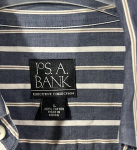 Jos a Bank Executive Collection Dress Shirt Mens Large 50” Tailored Striped Blue - Picture 1 of 10
