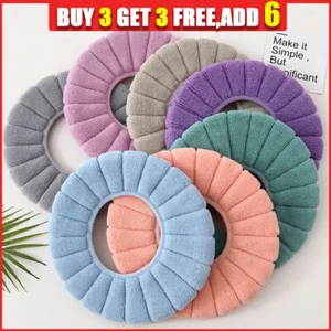 UK Toilet Seat Cover Warm Padded Fluffy Soft Pink Blue Grey Washable Cushion - Picture 1 of 20