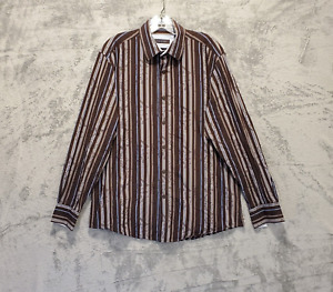 Zagiri Dress Shirt Mens Medium Brown Button Down Long Sleeve Collard Striped
