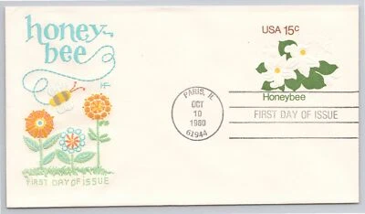 First Day Cover Scott's #U599 Honey Bee Embossed Envelope Stationary 1980 - Image 1 of 2