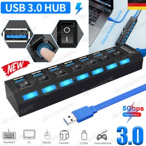 USB 3.0 HUB Verteiler Splitter Adapter Super Speed Datenhub 7 Port für Laptop PC - Bild 1 von 12