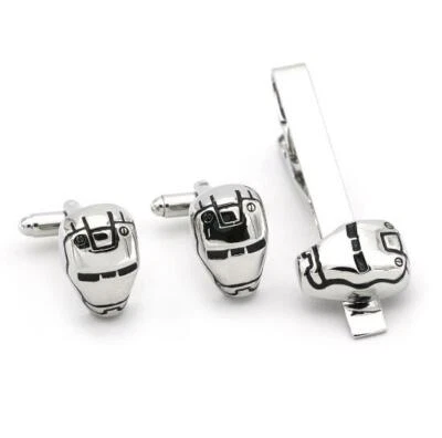 CONJUNTO DE ABOTOADURAS E CLIPE DE GRAVATA PRATA IRONMAN Marvel Comics - Imagem 1 de 2