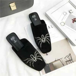 Zapatillas Elegantes Zuecos Negro Terciopelo Suela Cómodo Piel Sintético 9920 - Imagen 1 de 2