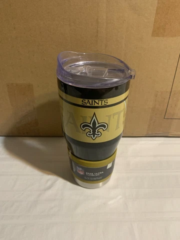 New Orleans Saints NFL 24oz Black Tumbler Cup Mug Boelter Brands New Cover