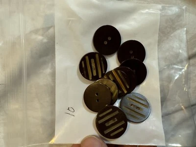 10 Vintage Brown Carved Bakelite Buttons - Image 1 of 2