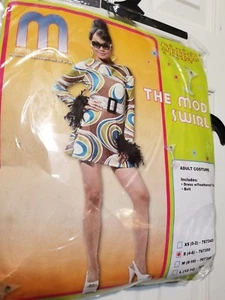 ADULT SEXY HIPPIE MOD SWIRL PMG HALLOWEEN COSTUME ADULT SMALL 4-6 PETITE DRESS - Picture 1 of 9