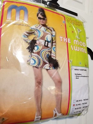 ADULTO SEXY HIPPIE MOD REMOLINO PMG DISFRAZ HALLOWEEN ADULTO PEQUEÑO 4-6 VESTIDO PEQUEÑO Foto 1 de 4