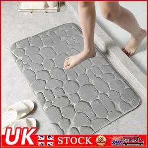 Cobblestone Embossed Soft Bath Mat Washable Bathroom Carpet Bathroom Accessories - Picture 1 of 15