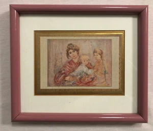 Edna Hibel Mother & Children Print Professionally Custom Framed 11" x 9.5" - Picture 1 of 5