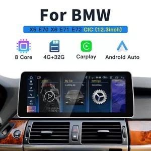 12.3" Android Car GPS Stereo 8Core Carplay GPS For BMW X5 E70 X6 E71 2010-13 CIC - Picture 1 of 12