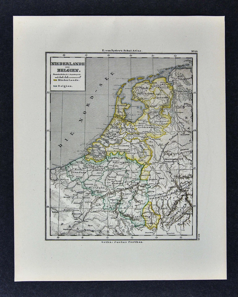 1880 Sydow Map - Netherlands - Holland Belgium Amsterdam Brussels Rotterdam Haag - Image 1 of 1