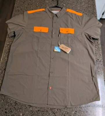 Duck Camp Lightweight Hunting Short Sleeve Pin Oak Upland/Orange Men's 3XL Tall  - Image 1 of 4