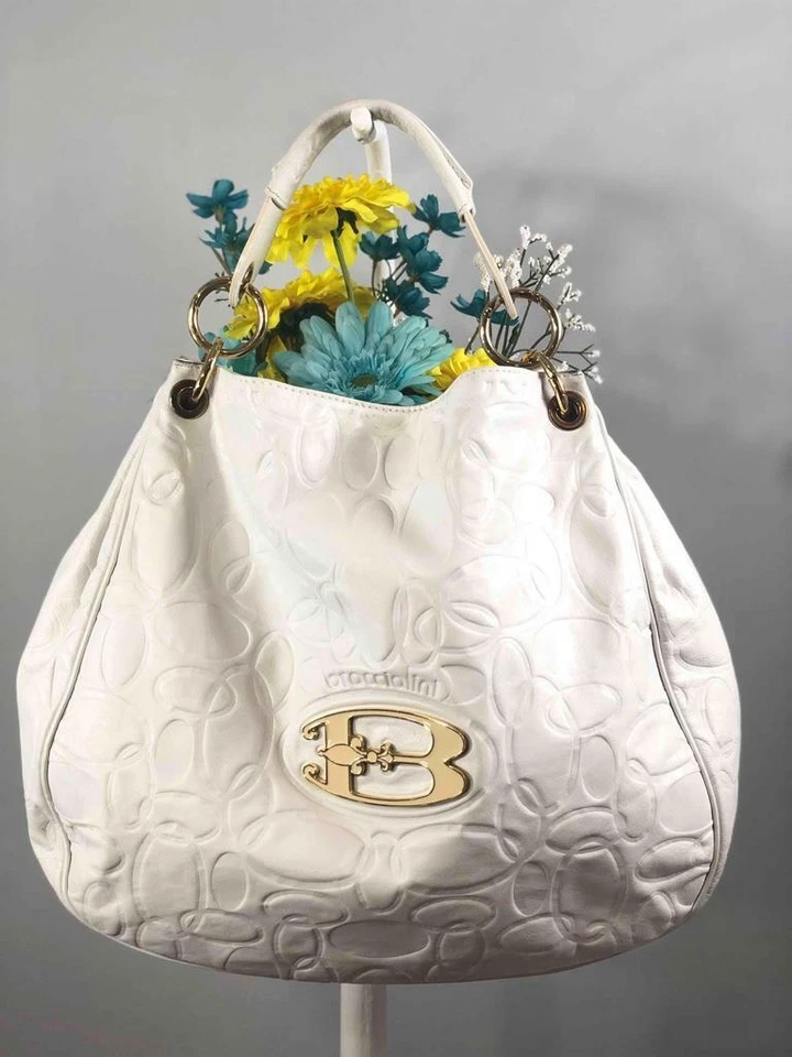 Bolso de Hombro Hobo Grande BRACCIALINI Cuero Blanco Off Estampado Ovalado Asa Única Foto 1 de 4