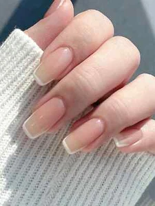 24pcs Long Coffin White French Contrast Trim Fake Nail Press On Nails False - Picture 1 of 6