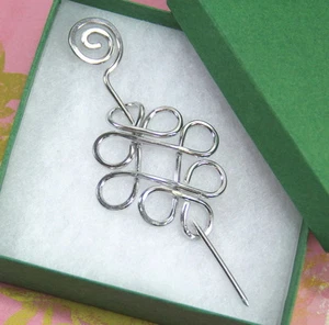 Looping Cross Knot Pin, Celtic Inspired, Aluminum Brooch, Scarf, Sweater Pin, - Picture 1 of 2