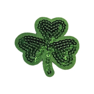 Sequins Shamrock Patch Embroidered Iron On Patches 2" x 2" - Image 1 of 3