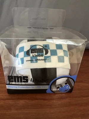 Diadema ajustable Em’s 4 Bubs protección auditiva infantil azul y blanca. Foto 1 de 4
