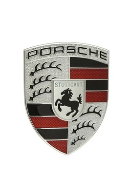 Porsche 992 Macan Panamera Taycan Turbo Silver Chrome Hood Crest Emblem - Image 1 of 4