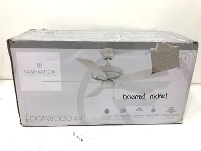 Fanimation Edgewood 44 in. Indoor/Outdoor Brushed Nickel Ceiling Fan - Image 1 of 3