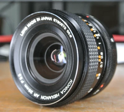 Lente de enfoque manual vintage Konica Hexanon 28 mm f/3,5 montaje AR Foto 1 de 4