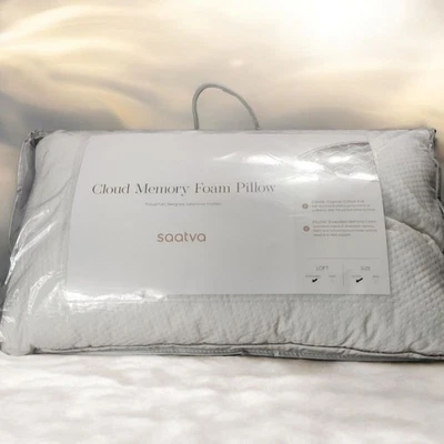 Saatva Cloud Memory Foam Queen Standard Pillow White Luxury Contouring - Image 1 of 4