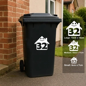 x3 Wheelie Bin House Numbers Stickers Wheely Dustbin Sticker Peel & Stick - Picture 1 of 8