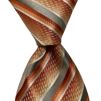 Corbata de diseñador STACY ADAMS Signature dorada XL naranja/gris para hombre nueva con etiquetas Foto 1 de 3