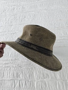Stetson Hat Men's Medium Bend Weathered Outback Western Cowboy Ranch Safari - Picture 1 of 11