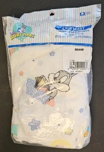 Vintage 1997 Crib Sheet 28 in. X 52 in. Baby Looney Tunes Bugs Bunny Tweety Bird - Picture 1 of 2