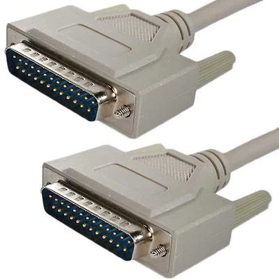 Serial RS232 Cable DB25 Male to Male Fully Wired all Pins Connected DB 25 2m PC  - Image 1 of 3