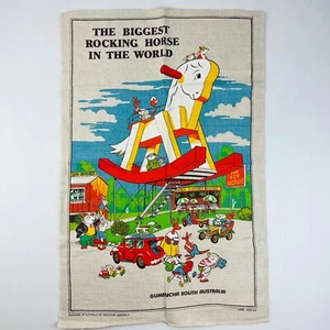 Vintage Gumeracha South Australia Rocking Horse Retro Unused Tea Towel - Picture 1 of 5