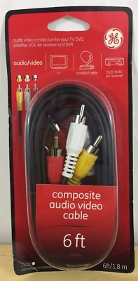 GE 33216 Composite Audio / Video Cable , Red, White, Yellow ends - 6ft - Image 1 of 2