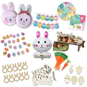 Easter Plates, Banners, Cello Gift Bags Eggs, Bunny Kids DIY Easter Egg Painting - Picture 1 of 16