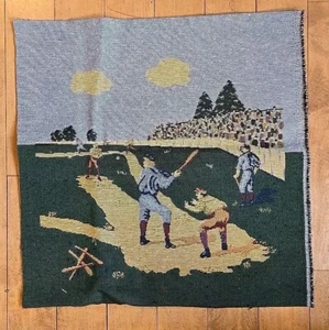Pannello in tessuto arazzo tema baseball vintage per cuscino quadrato 17" - Foto 1 di 6