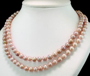 Zuchtperlenkette Pink in 0,80 Meter Länge Wert 1.400 Euro Neu - Picture 1 of 5