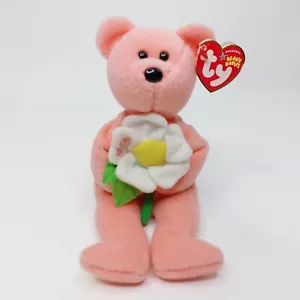 Ty Beanie Baby Mom Dearly - rosa Bär mit Gänseblümchen "Mama" Muttertag - 2005 neu mit Etikett - Bild 1 von 11