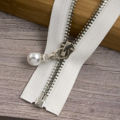 1Pc 5# Metal Zipper Open End Copper Teeth Zip Pearl Sliders for Sewing Garment - Image 1 of 3