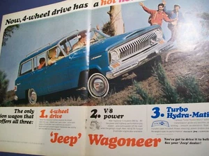 1966 Jeep Wagoneer large-mag centerfold car ad -"Turbo Hydra-matic" - Picture 1 of 1