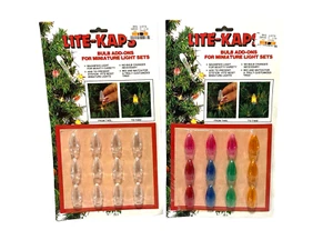 2 Packs Vtg Lite-Kaps Bulb Add-Ons Mini Lights NIP Clear & Multicolored 12 ea - Picture 1 of 7