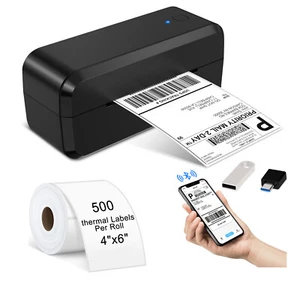 Wireless Bluetooth Thermal Label Printer 4x6 Compatible with iOS WITH ROLLS LOT - Picture 1 of 17