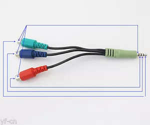 Cable conector hembra de 3,5 mm 4 polos enchufe a 3 RCA (rojo/azul/verde) 10 piezas - Imagen 1 de 6