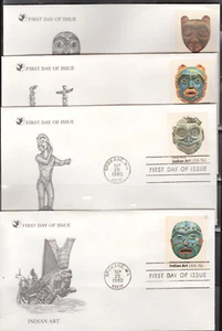 1980 Set of 4 FDCs - Scott# 1834-37 - Am Indian Masks - RD Cachet UA - Picture 1 of 1