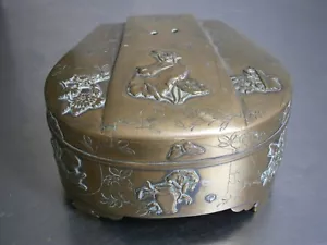 Box Boxset Bronze Golden Japan 19° S Pattern Miniature Natural Art Asia Antique - Picture 1 of 11