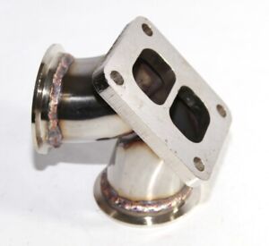 Dual 2.5" V-band Flange to T4 Twin Scroll Divided Inlet Turbo Elbow SS Adapter