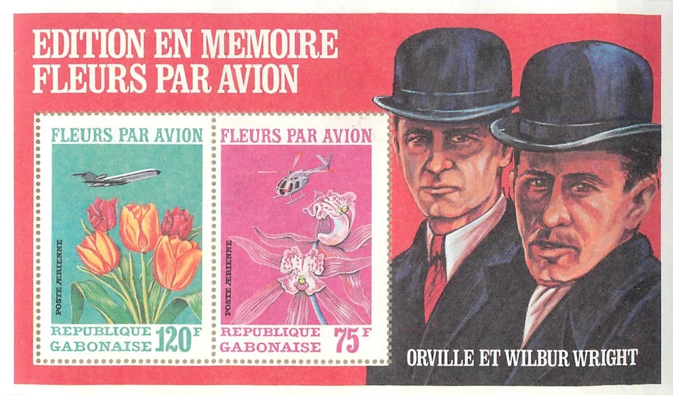 6. Flores de cinderela Gabão e aviação irmãos Wright 1971 perf. - Imagem 1 de 2