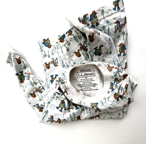 LL Bean Animals' Winter Hike Pajama Set Kids Size 5-6 Ivory - Picture 1 of 9