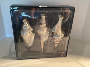 TOMMY BAHAMA SHELL GLASS CHRISTMAS ORNAMENTS SET OF (3) NISP - Picture 1 of 3