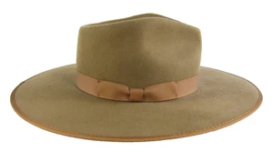 Lack Of Color Caramel Brown 100% Wool Felt Wide Brim Rancher Hat Women Medium - Picture 1 of 9