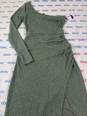 Windsor Formal One Shoulder Green Dress Long Sleeve Size Small - Image 1 of 4
