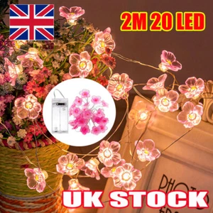 LED Cherry Blossoms Flower String Lights 2M 20 LED Fairy Xmas Party Decor BZ - Picture 1 of 12